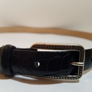 Talbots Aligator Pattern Brown Leather Belt size L